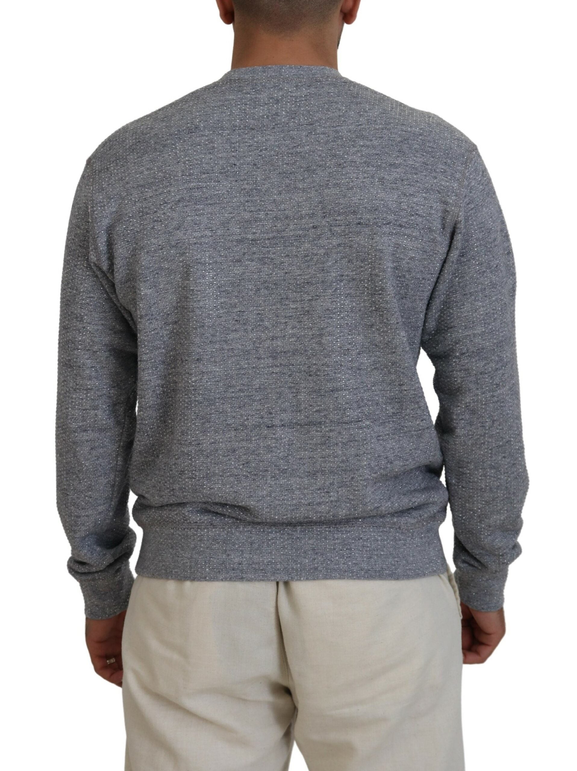 Dsquared² grey sweater with crystal decoration for men